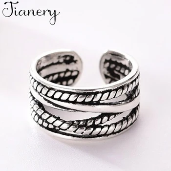 

JIANERY Retro Jewelry 925 Sterling Silver Multi-layer Rings For Women Bridal Engagement Party Antique Rings Wholesale
