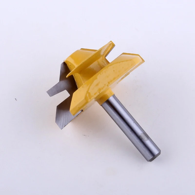 CHWJW 1PC 8mm Shank Industrial Quality Medium Lock Miter Router Bit with 45-Degree 3/4-Inch Stock w