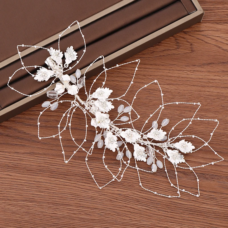 Silver Color Handmade Wedding Headband Tiara Hairband Bridal Hair Accessories Headpiece Vine Decoration Head | Украшения и