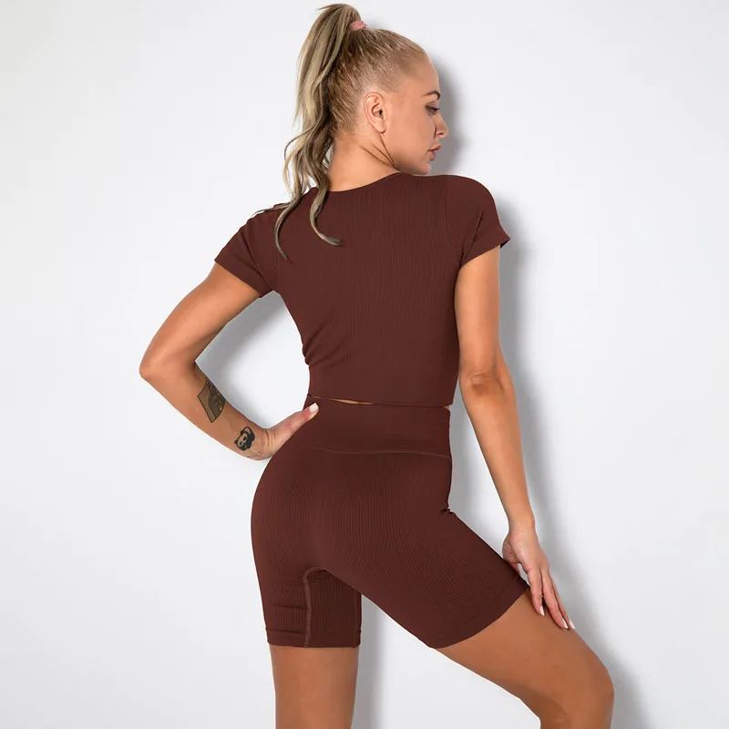 2/4/6PCS Seamless Women Yoga Set Workout Sportswear Fitness Bra Sport Pants Gym Clothing High Waist Leggings Shorts Sports Suits