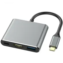 HDMI Typ C HUB Adaptador HDMI USB C zu HDMI Adaptador USB 3.1 3.0 (GRAU)