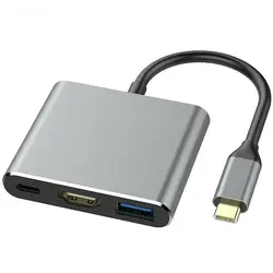 Adaptador HDMI tipo C HUB USB 3,1 3,0 (GRAU)