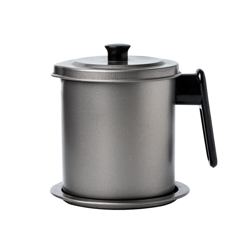 

1.7L Cooking Oil Storage Can,Fine Mesh Strainer Removable Dustproof Lid and Coaster Tray For Used Cooking Oil,Frying Oil,etc.
