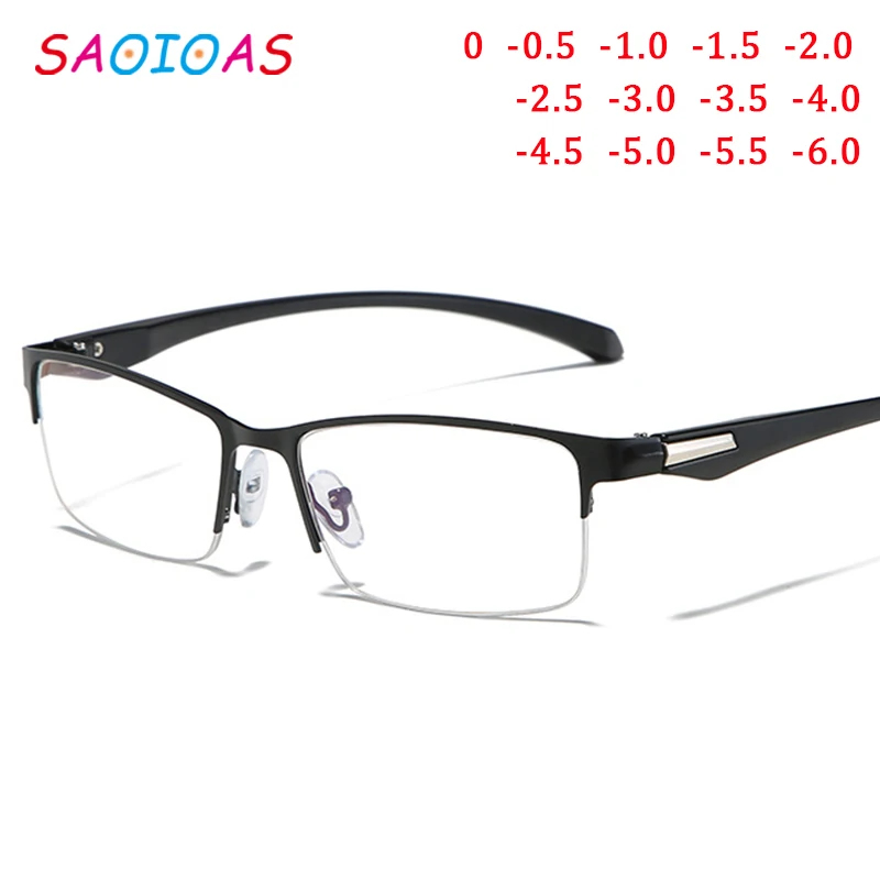 SAOIOAS-1-1,5-2-2,5-3-3,5-4-4,5-5,0-5,5-6,0 классические ретро очки для близорукости с градусом для женщин и мужчин черная оправа для очков
