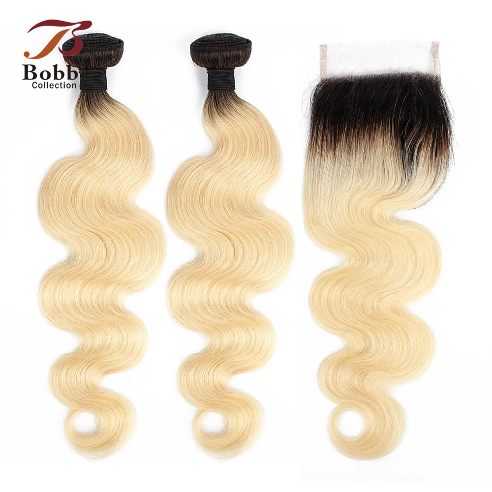BOBBI коллекция Ombre T 1B 613 пряди с застежкой темные корни Платина блонд бразильские
