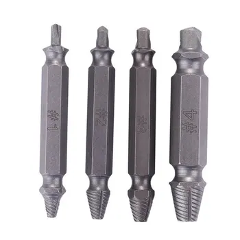

4Pcs/set Damaged Screwdriver Extractor Set Double Side Broken Screw Bolt Stud Remover Puller Center Drill Bit Removal Tools