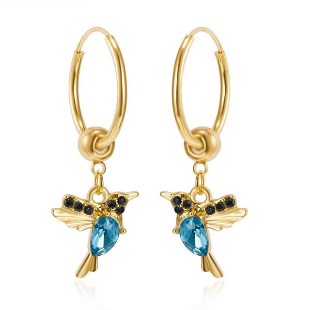 Pair Unique Long Drop Earrings Bird Pendant Tassel Crystal Pendant Hummingbird Earrings Ladies Jewelry for Anniversary Party