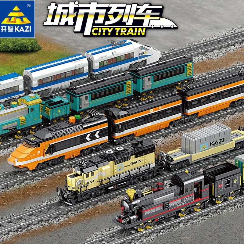 

KAZI Electric Train Camera Track Assembled Building Blocks 6-Year-Old Baby Steam Train Series Educational Assembling Constructio