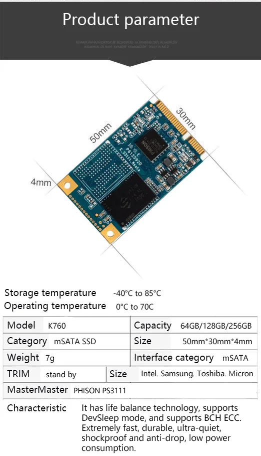 UTHAI K760 MSATA SSD-mSATA 32G Desktop Notebook SSD Schnell Fetch: 500 MT/S Schreiben: 450 MT/S Schock Und Drop – Detail 10