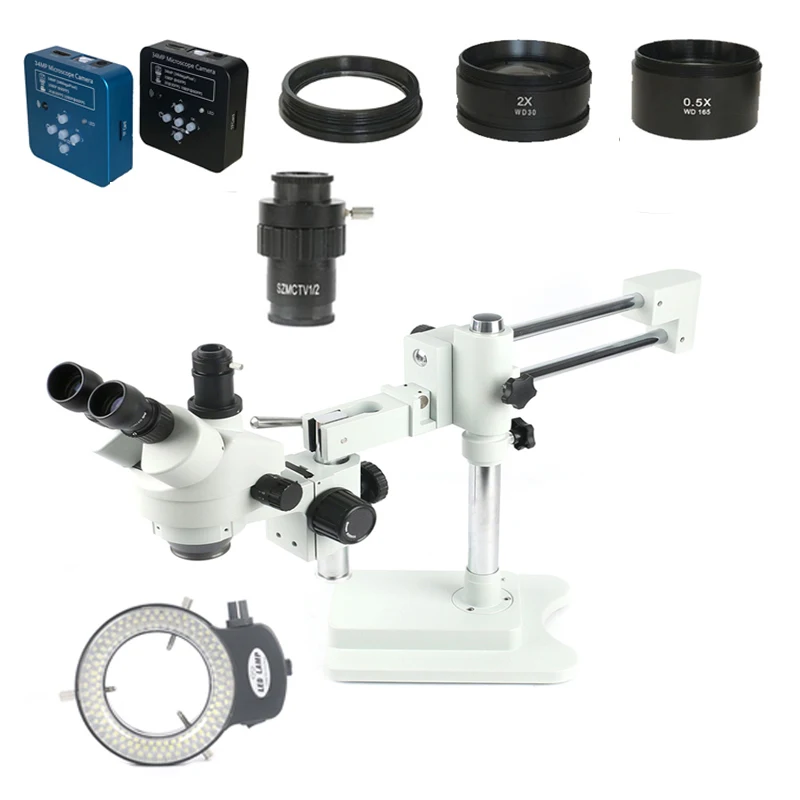 

3.5X-90X Double Boom Simul Focal trinocular stereo Microscope 34MP HDMI VGA Digital video camera for PCB Jewelry repair tools
