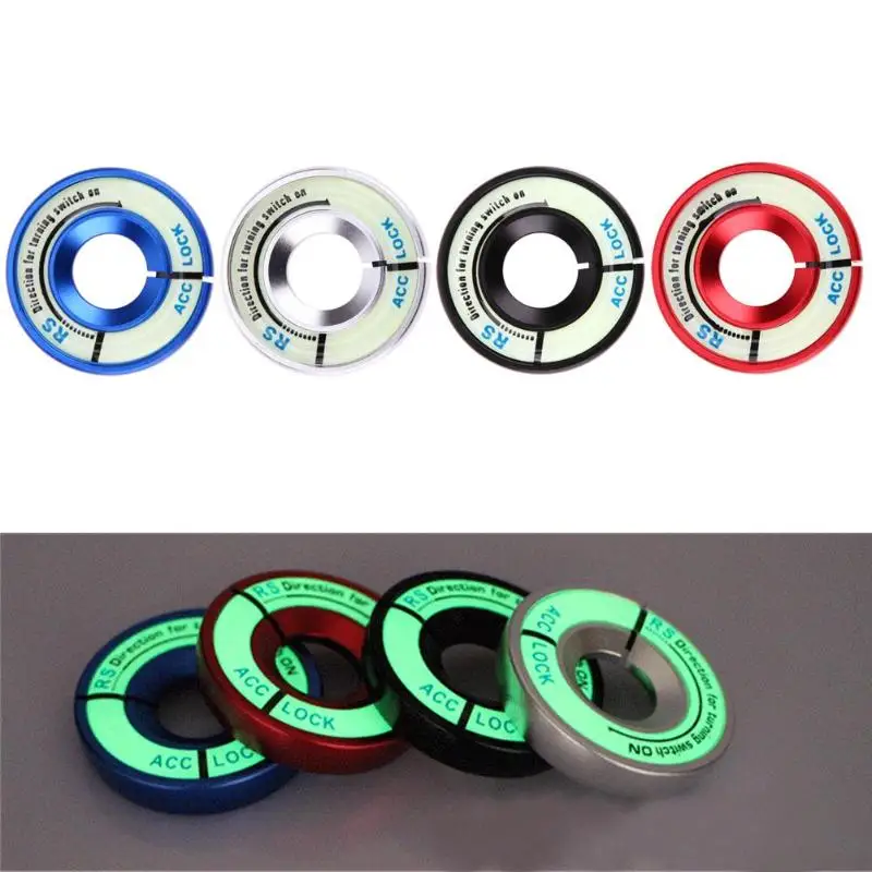 VODOOL Aluminum Alloy Car Styling Key Ring Hole Sticker Lumunous Ignition Switch Cover Motorcycle Decal Circle Light Decoration |