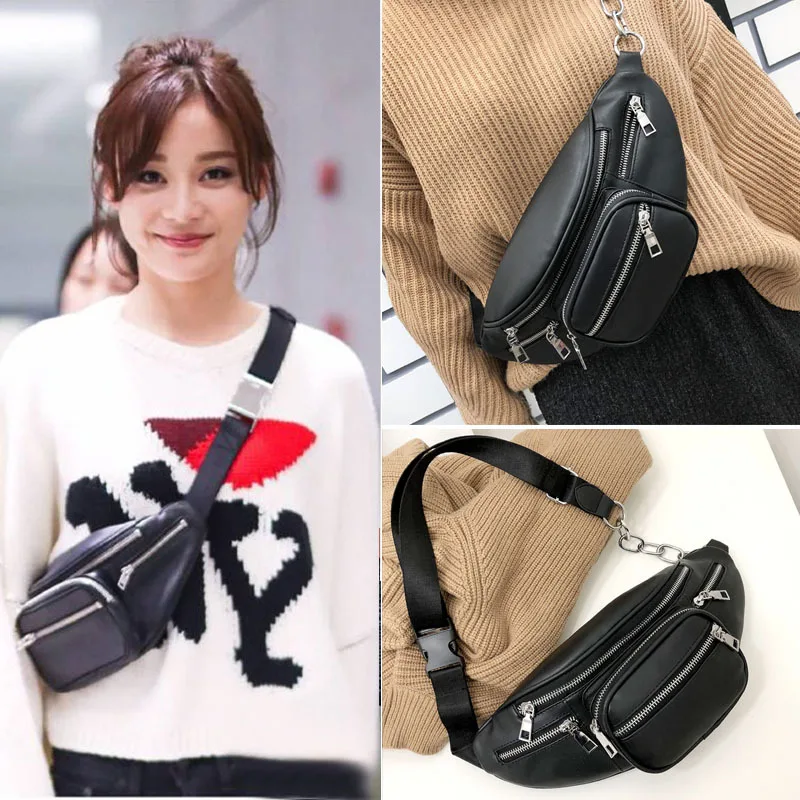 

INS Super Fire WOMEN'S Bag Yuan Shanshan Celebrity Style Chest Pack 2018 New Style Fashion Korean-style Shoulder Bag Students PU