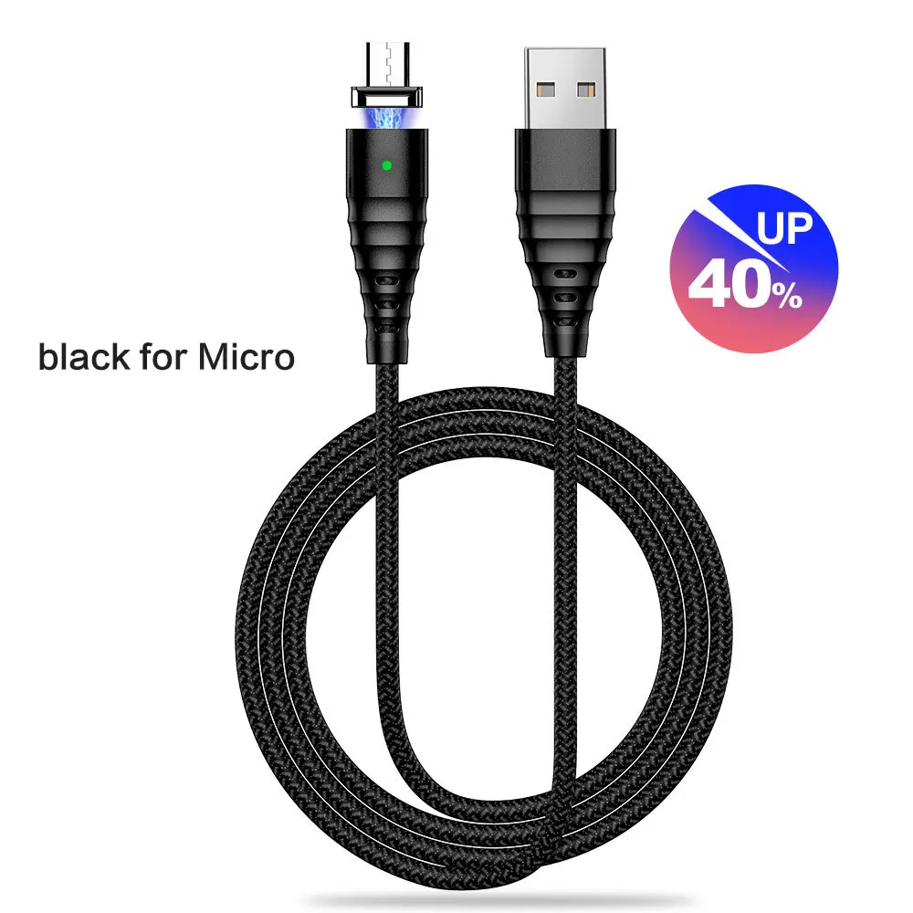 Кабель magnetico type c usb 3 в 1 микро Быстрая зарядка шнур для телефона Магнитный apple для освещения для iphone 7 oneplus 6t Планшет быстрый - Цвет: black for micro