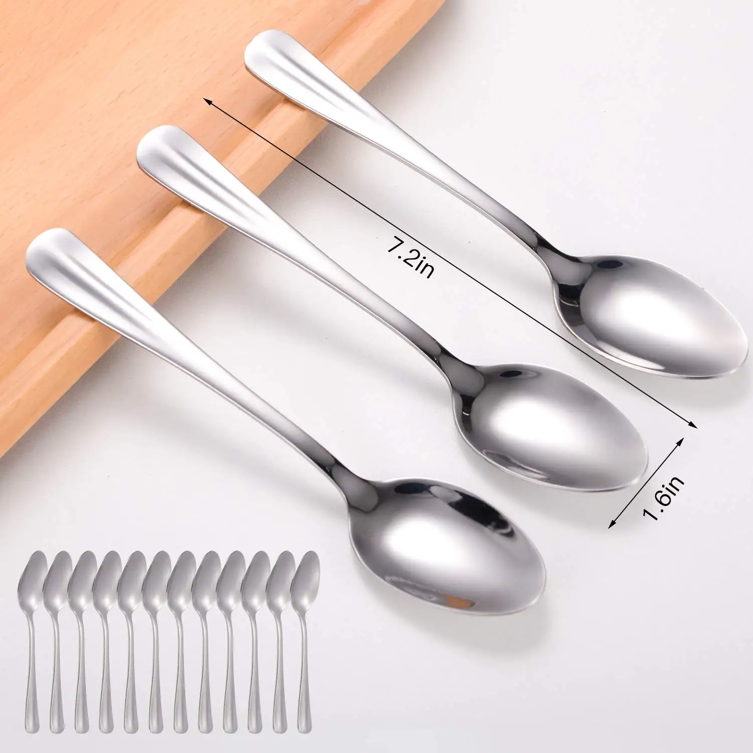 1PCS 7.2inches Hot-sale Stainless Steel Dessert Spoon Mirror Polished Modern For Home Kitchen