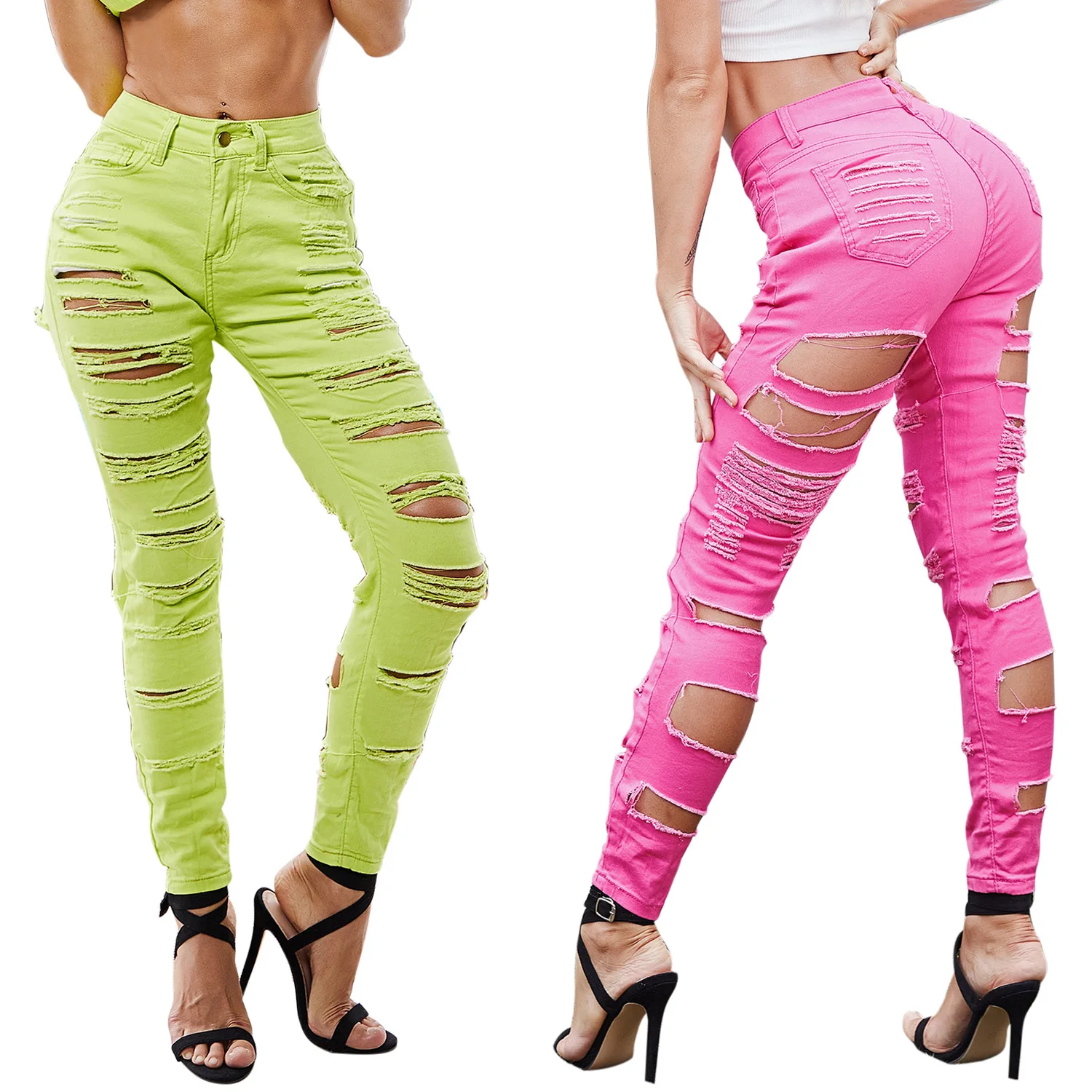 

Hot Selling Hot Selling Jeans High Waist Solid Color Sexy Slim-Fit Speaker Pants Women Jeans Women