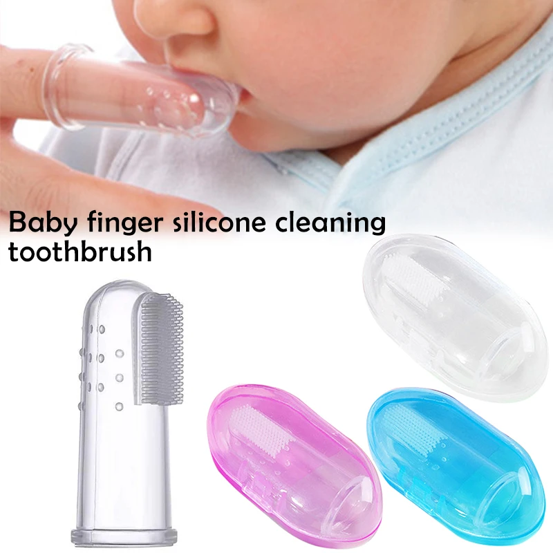 Cepillo de dientes de silicona + caja, cepillo de dientes para dedos de bebé, Limpieza de dientes para niños, cepillo de dientes de silicona suave, cepillo de limpieza de goma para bebés