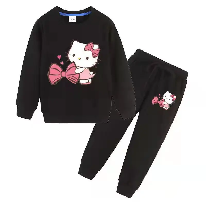 thumbnail image 1 of Hello Kitty primavera y otoño suéter lindo de algodón para niños pantalones deportivos casuales de dos piezas de manga larga para niña para chico, 1 of 5