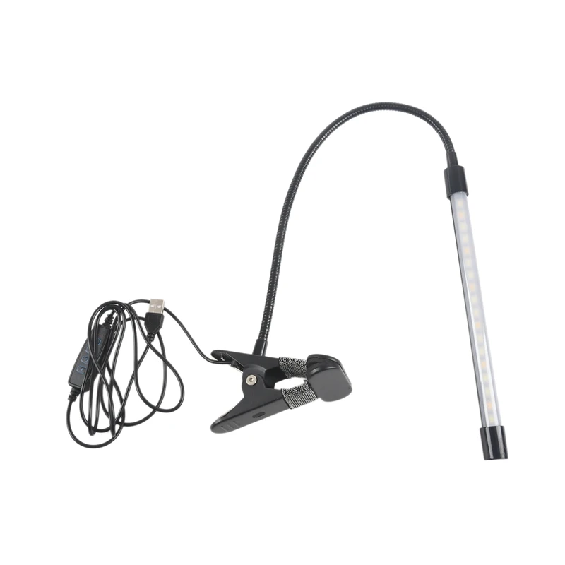 

WSFS Hot 8W LED Clip on Lamp, Desk Light with 3 Modes 2M Cable Dimmer 10 Levels Clamp Table Lights