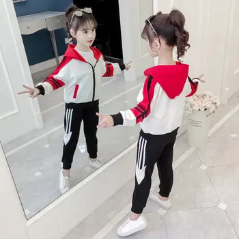 

2019 Teenage Girls Clothing Set Casual Cotton Children Sweatshirt + Pants Two-Piece Tracksuit Kids Girl Set Spring Autumn Suits