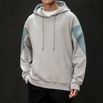 

Autumn New Hoodies Men Fashion Contrast Color Casual Hooded Pullover Streetwear Hip Hop Loose Sweatshirt Large Size M-5XL