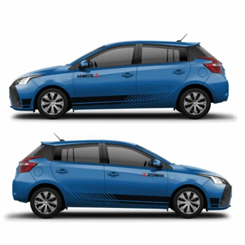 Спортивные полосы наклейки для автомобиля для TOYOTA YARIS 13-18 автомобиль обе стороны тела Спорт авто наклейки - Название цвета: Blue car