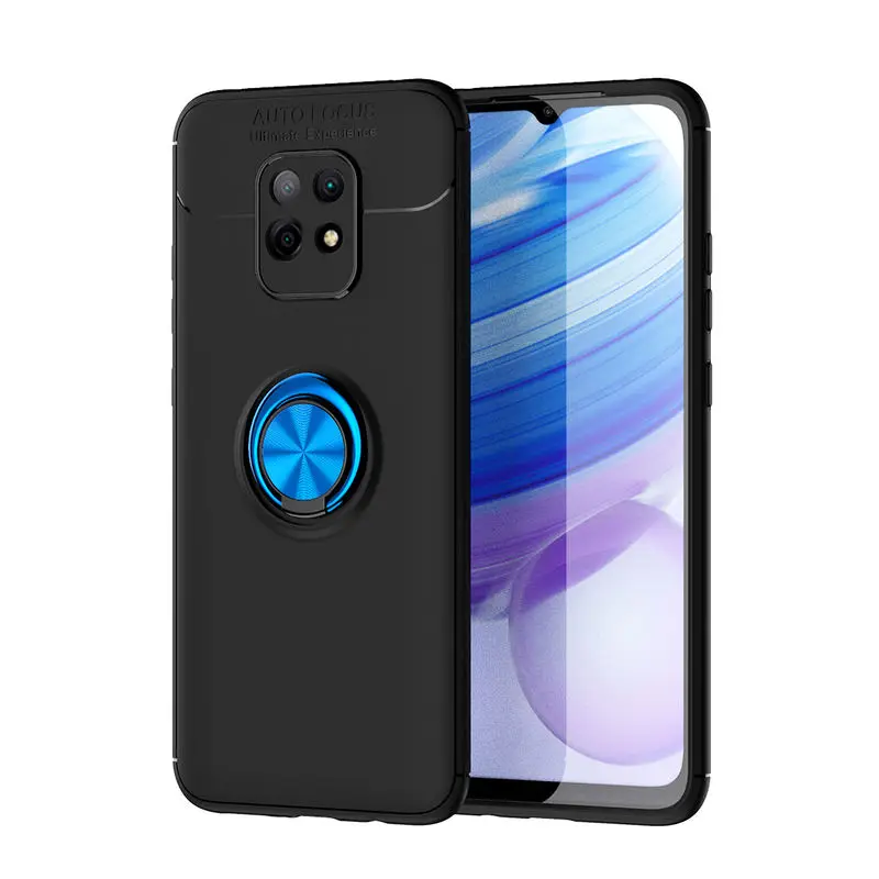 

XiaoMi RedMi 10X 5G Case With Finger ring magnetic Car bracket Case For RedMi 10X 5G Frosted non-slip soft Silicone Back Cover