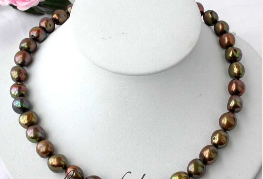 z2473 18" 13mm baroque brown freshwater pearl necklace AAA