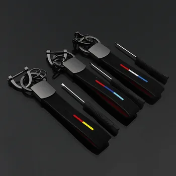 

France Russia Germany Flag D Horseshoe Buckle Leather Keychain Tricolor Fleece Suede Auto Car Waist Key Chain Keyholder Trinket