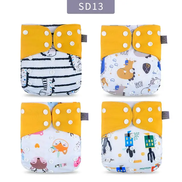 Elinfant Panties Baby Diapers Reusable Nappies 4 Pcs/Set New Fashion Style Mother Kids Waterproof  Pocket Diaper All In One Size SD13-only diaper