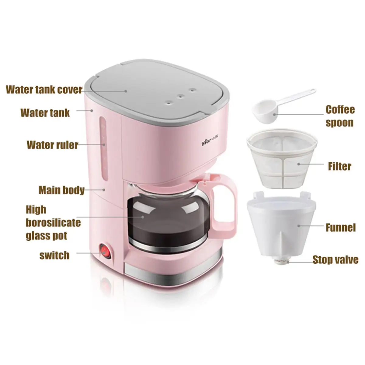 

Hot 0.7L 550W Portable Espresso Coffee Maker Moka Pot Coffee Brewer Kettle Electrical Coffee Machine Borosilicate Glass Pot