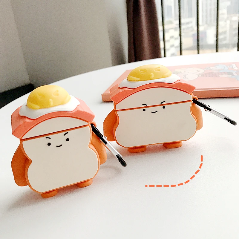 

Funny Cute Toast Case For Apple Airpods Pro Cover Cute Cartoon Silicone Earphone Capa For Airpod 2/1 Charging Box Bread Cases