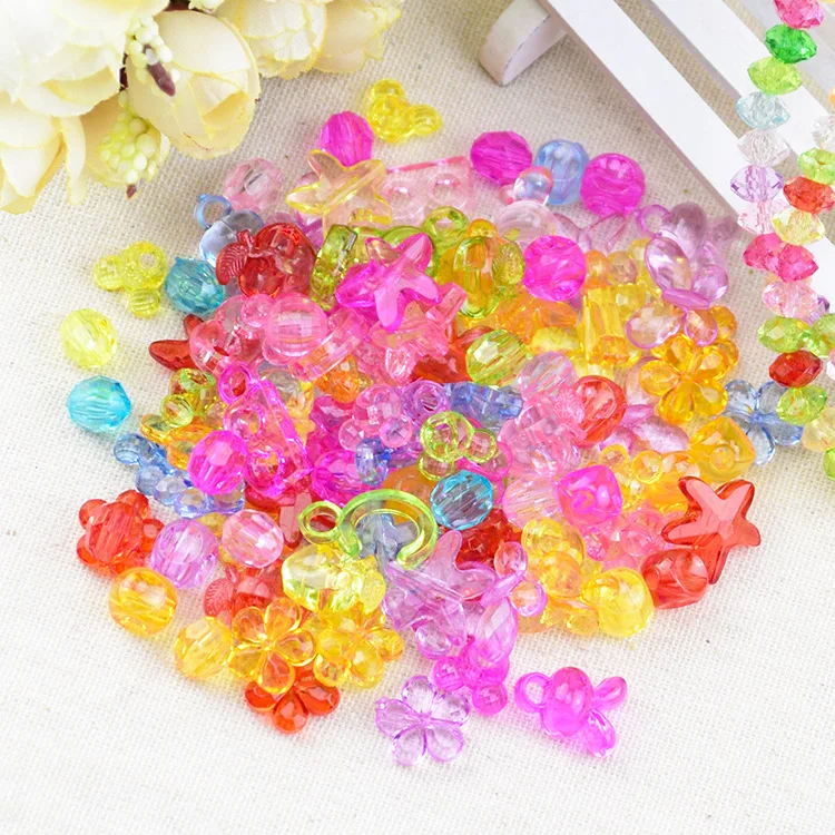 

New Style Colorful DIY Children Beaded Bracelet Hand-made gong zhu lian Garment Accessories Material Transparent Crystal Beads