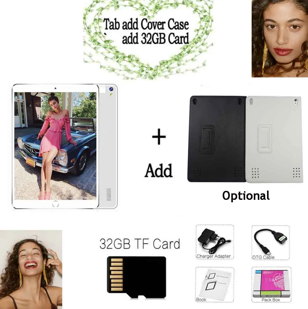 Holster 32GB TF BDF 10 дюймов планшетный ПК с системой андроида и 7,0 Tab Octa Core 3g планшет, объемом памяти 4 Гб/32 Гб Две сим карты 1920*1200 ips мобильный Телефонный звонок планшетный ПК с системой андроида - Комплект: Holster 32GB TF