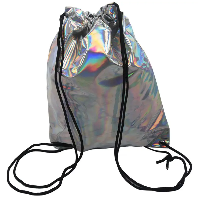 

Shiny Hiking Gym Bag Backpack School Bookbags holo graphic smooth String Bag