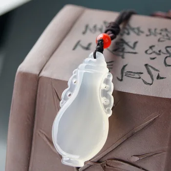 

Wholesale Natural Ice White Chalcedony Wishful Aquarius Pendant Necklace Little Boys And Girls Peace Jade Pendant Jewelry