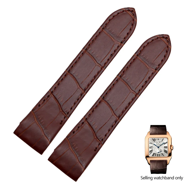 thumbnail image 1 of Correa de reloj de cuero genuino de repuesto para Cartier Santos 100 W20106x8 W20073X8 Correa de reloj con hebilla plegable para hombres y mujeres de 20 mm y 23 mm, 1 of 5