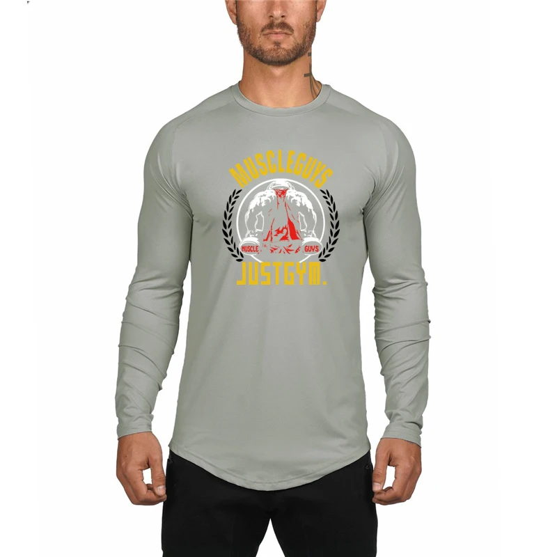 

Mens Gym Fitness Running Training Casual Basic O-Neck T-Shirt Sporting Fashion Comfortable Long Sleeve T-shirt