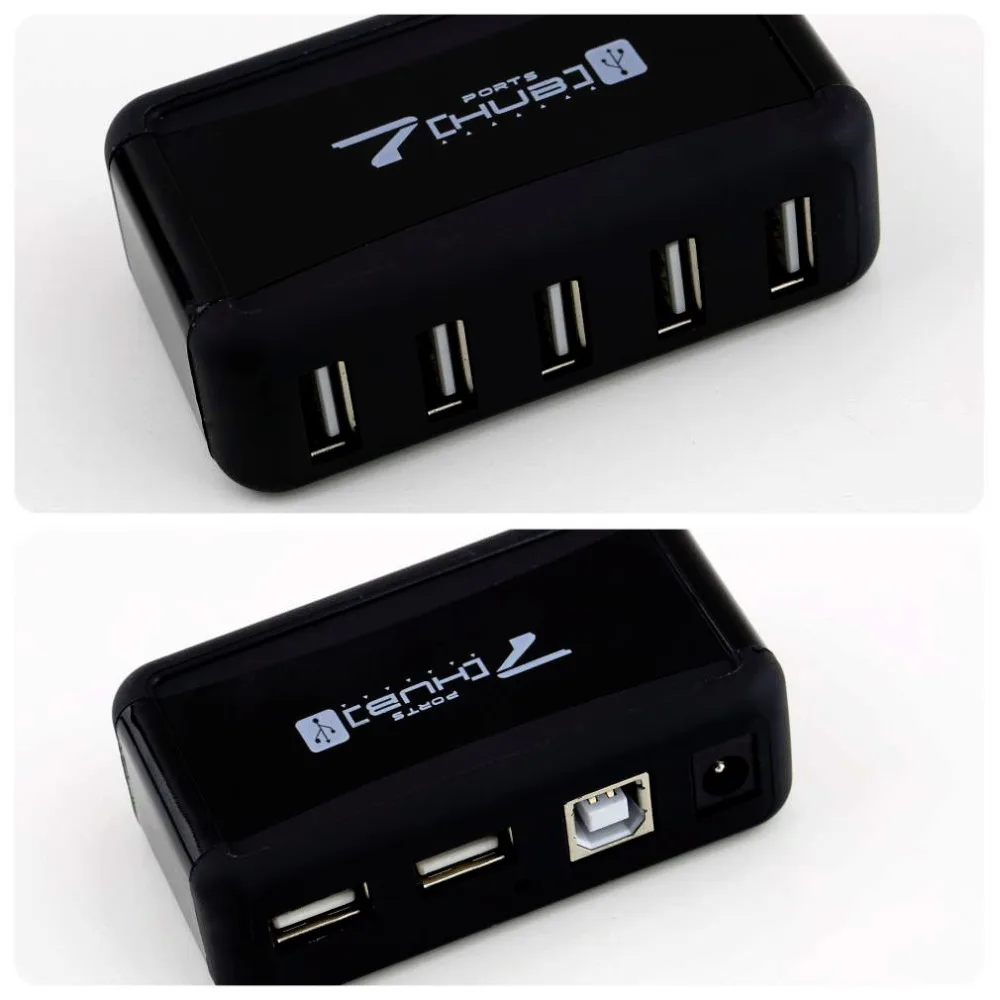 Высокая Скорость 7 Порты и разъёмы USB 2,0 концентратор Портативный идеально подходит для туристического USB Hub адаптер переменного тока питания для ноутбука ПК компьютер(штепсельная Вилка европейского стандарта) Прямая