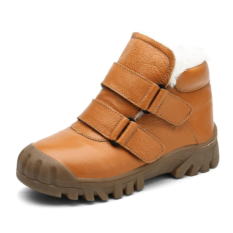 

LKSHOE 2020 New Genuine Leather Girls' Boots Non-Slip Warm Strong Cheap Boys ' Warm Furry Boots Zapatos Mujer Chaussure