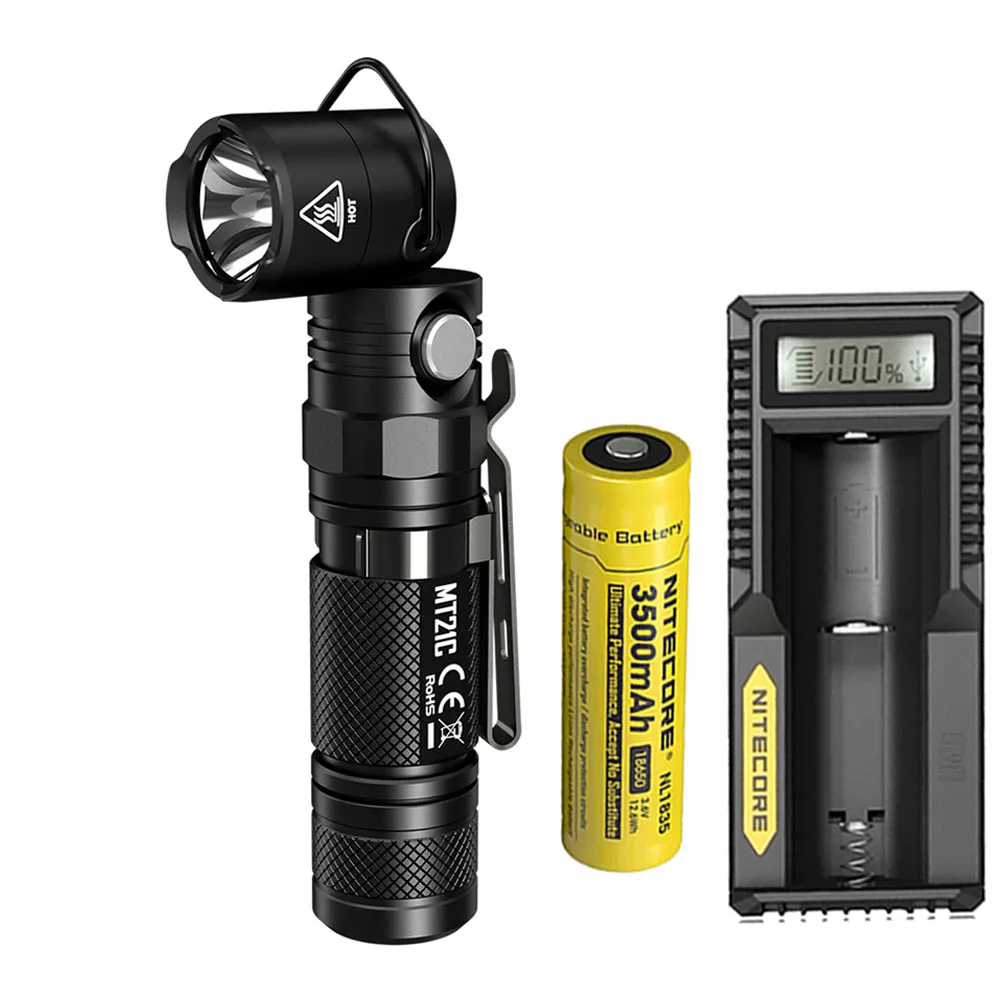 NITECORE MT21C 90 светильник-вспышка CREE XP-L HD V6 max 1000 люмен регулируемый уличный светильник с углом наклона 184 м тактический фонарь - Испускаемый цвет: MT21C NL1835 UM10