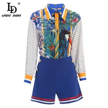LD LINDA DELLA Spring Summer Fashion Designer Shorts Suits Women's Sets Animal Floral Pirnt Shirt and Skirt 2 Two Pieces Set LD LINDA DELLA Spring Summer Fashion Designer Shorts Suits Women's Sets Animal Floral Pirnt Shirt and Skirt 2 Two Pieces Set