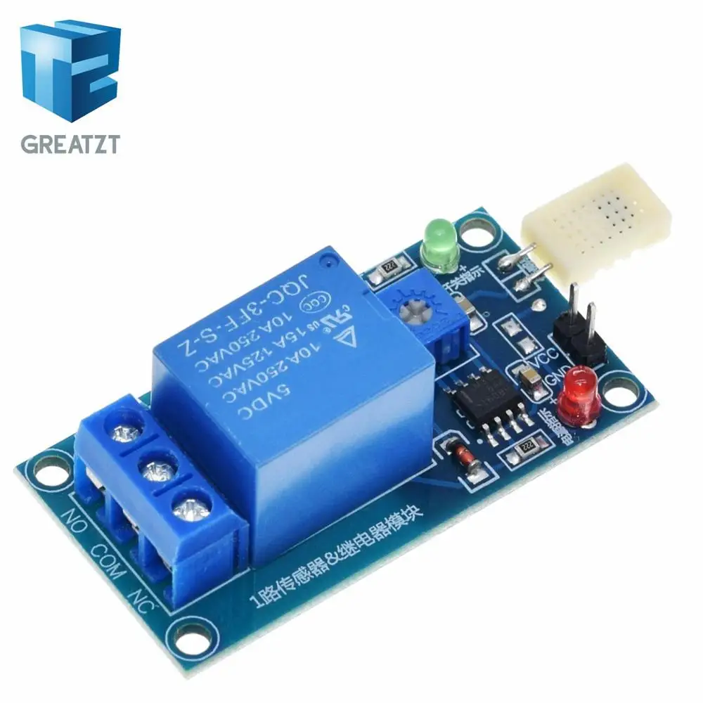 

GREATZT HR202 DC 5V 1 Channal 1CH Humidity Sensor Switch Relay Module Control Board Humidity Sensor Module for Arduino