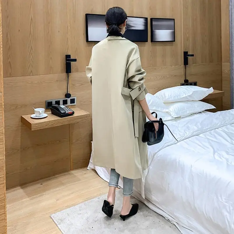 Осенняя мода уличная корейский цвет контрастный Блейзер Femme Лоскутная асимметрия Тренч пальто женская верхняя одежда w69