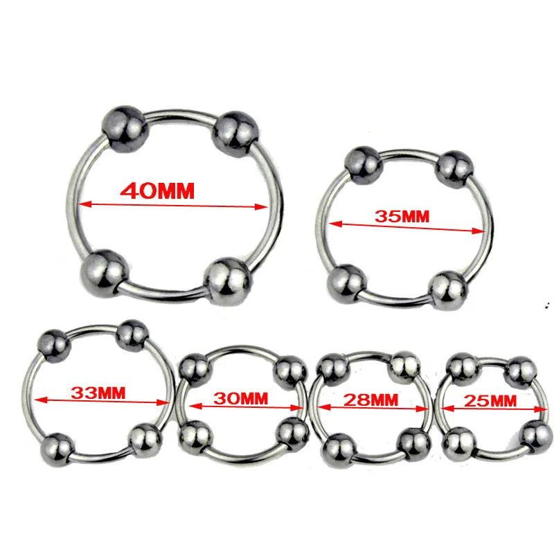 Movable Four Beads Metal Semen Lock Ring Outdoor Penis Cock Male Masturbator Stainless Steel 