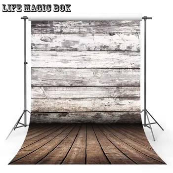 

LIFE MAGIC BOX Grey Wooden Floor Background Pink Background Baby Backdrop Floor-408