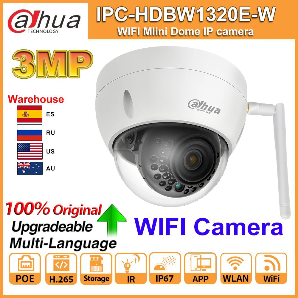 Dahua оригинальная 3MP сетевая IP камера Wi Fi IPC HDBW1320E W Беспроводная мини камеры