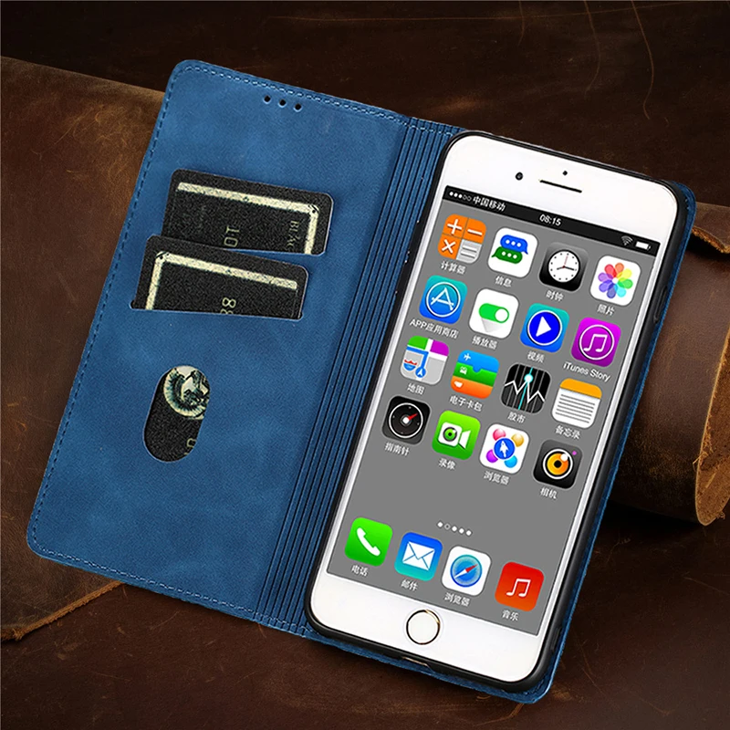 Кожаный флип чехол для Samsung Galaxy S10 S9 S8 Plus S10e Note 10 9 A6 A7 A8 2018 держатель карт Магнитный