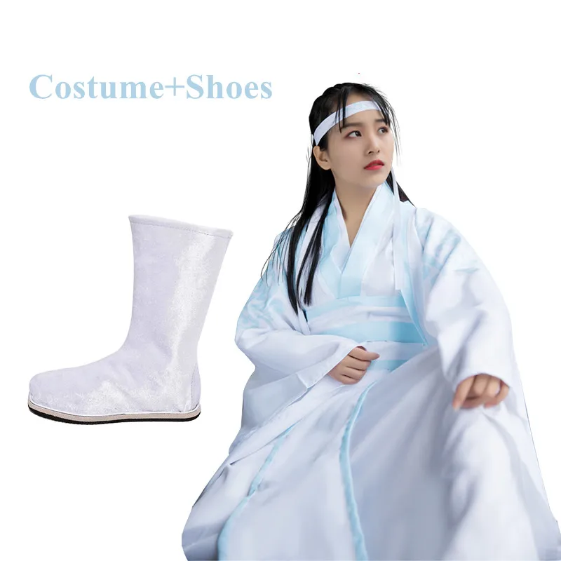 Costume and Shoes Lan Wangji, косплей, Grandmaster of Demonic, костюм для взрослых, Mo Dao Zu Shi Lan Zhan, вечерние костюмы унисекс - Цвет: Costume and Shoes