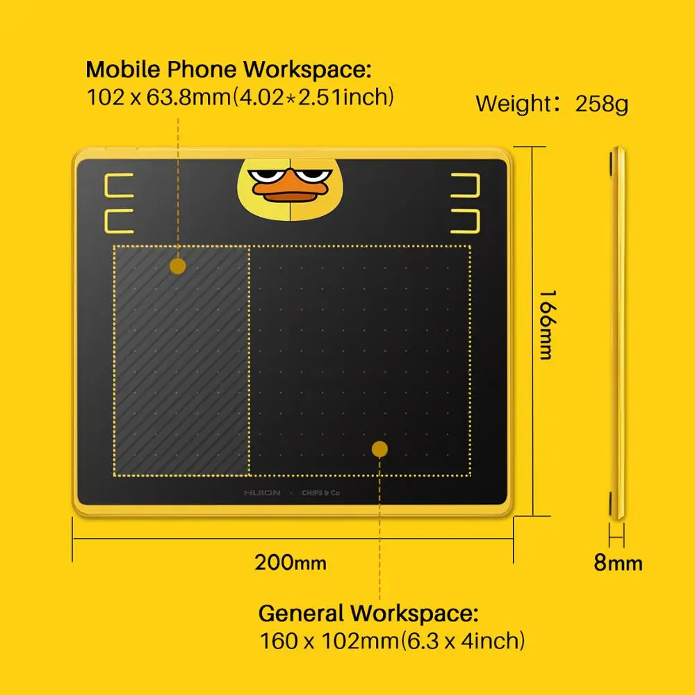  HUION Edición Especial HS64 tabletas gráficas 8192 niveles Pen Tablet con teclas de presión Stylus 