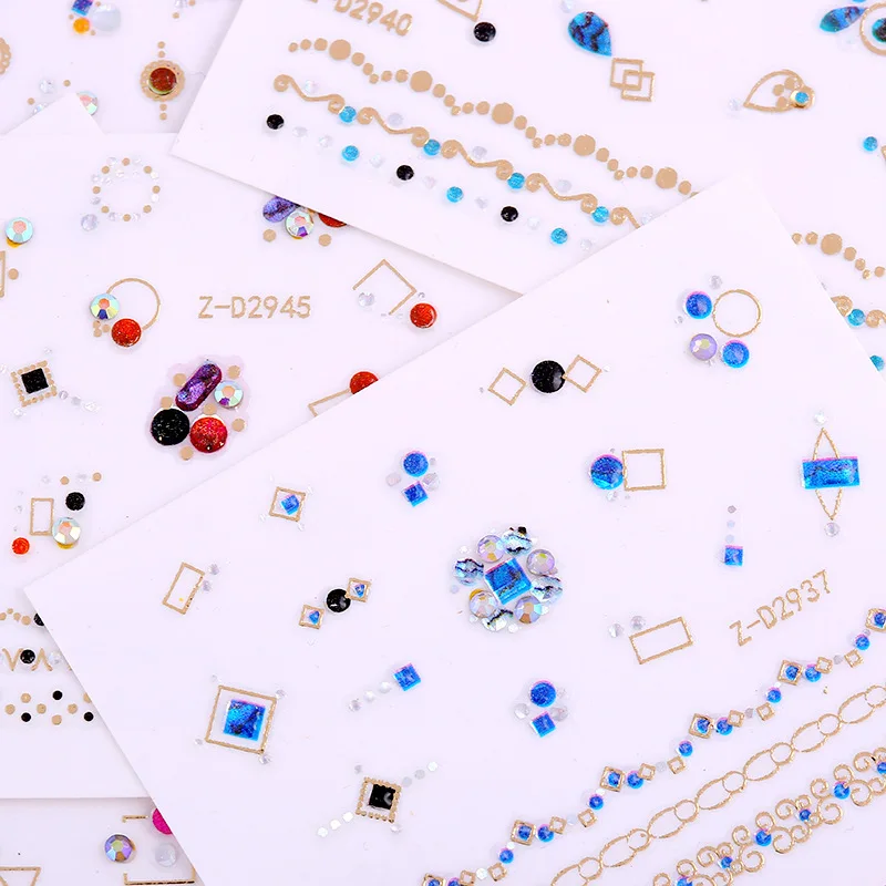 

1 Sheet Mix Patterns Rhinestone 3D Nail Sticker Nail Art Transfer Jewelry Stickers Paper Nails Decorations DIY Design nail art21